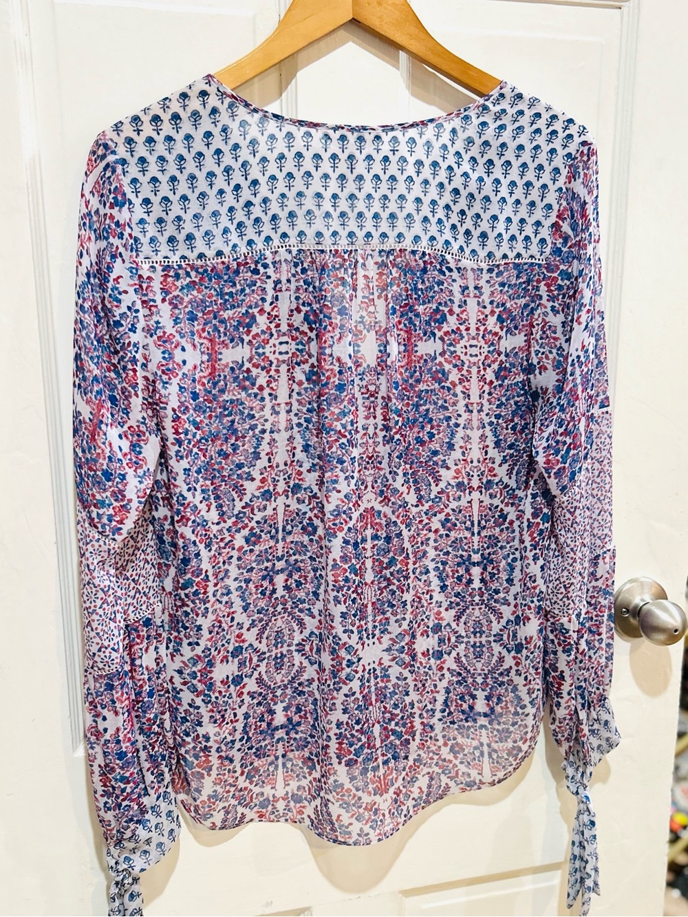 Rebecca Taylor Silk Floral Peasant Women's Top Boho Luxury Designer Size 8 - Picture 5 of 9